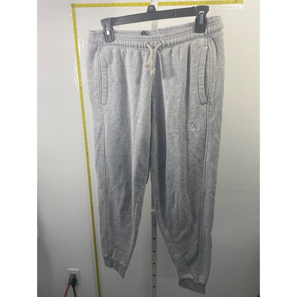 Adidas Womens Gray Fleece Joggers Sweatpants Small Drawstring‎ Tapered Leg
